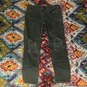 Free People Size 28 Distressed Olive Jeans